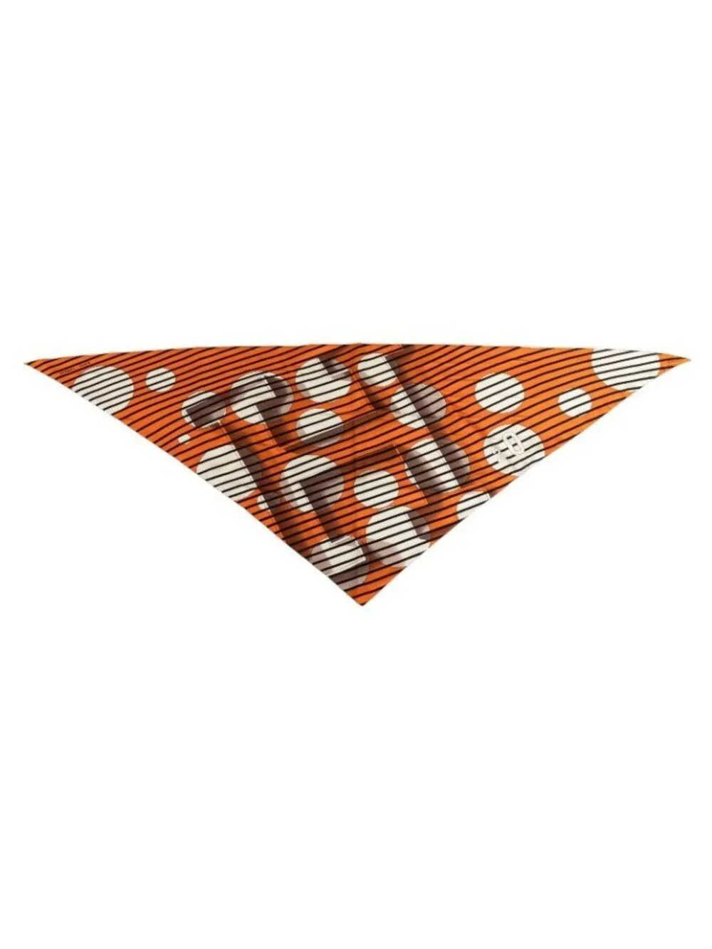 Hermes Pointeau Logo Scarf Orange Multicolor Silk